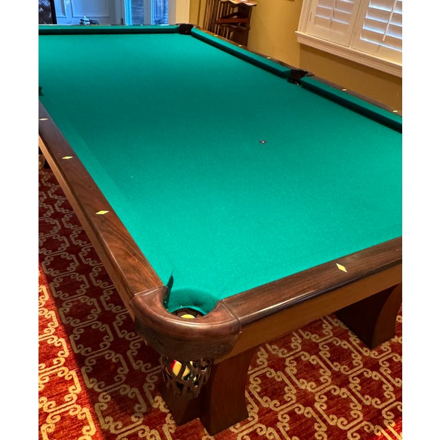 Antique Brunswick Rochester Pool Table Circa 1906 - African Mahogany For Sale - Image 14 of 17