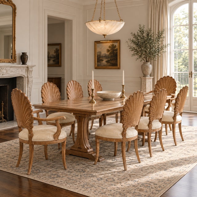 Bring an air of coastal high-glamour and sculptural theater to your dining room with this exceptional set of 8 Venetian...
