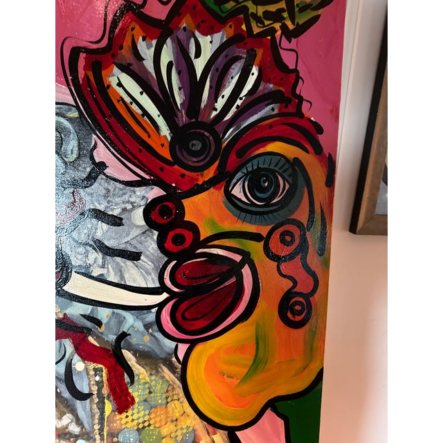 Pink 1970s Peter Keil Monumental Canvas Abstract Painting 6’ X 4’ For Sale - Image 8 of 15