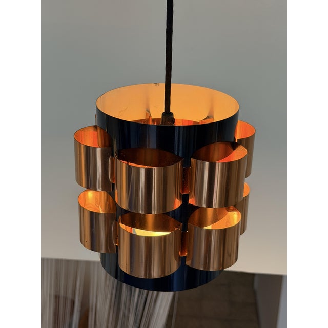 Black and Copper Pendant Lamp by Werner Schou for Coronell Elektro, Denmark, 1960s For Sale - Image 11 of 18