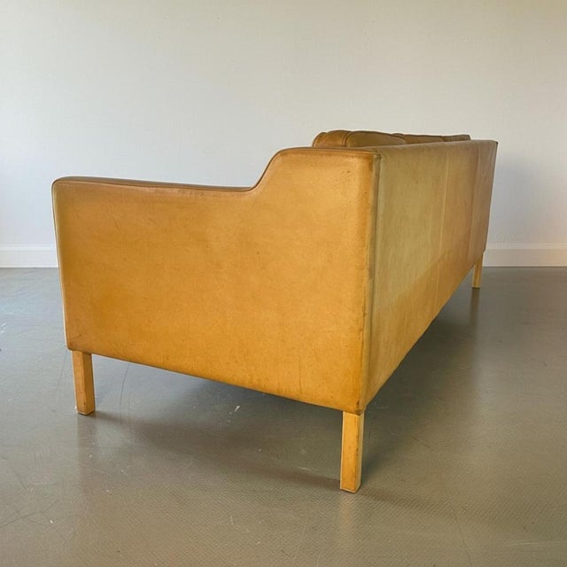 Camel Leather 3-Seater Sofa from Stouby, 1970s For Sale - Image 9 of 12