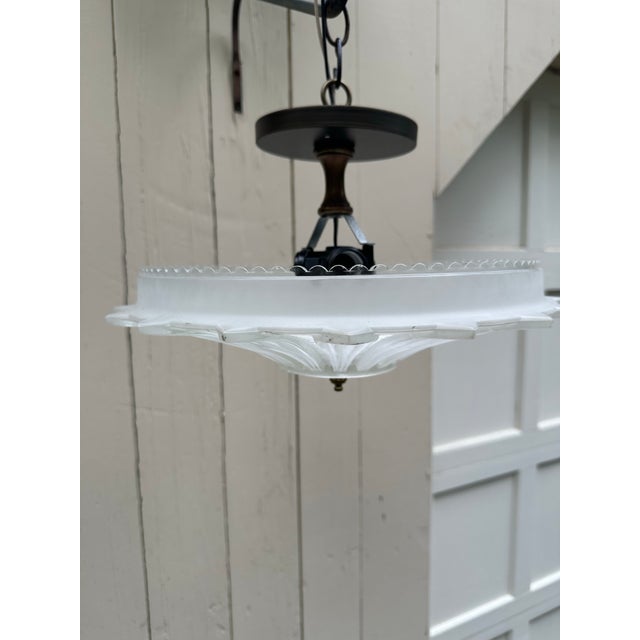 1930s Vintage Deco Sunflower Semi Flush Fixture For Sale - Image 5 of 6