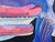 Contemporary pink and blue toned abstract painting by Chicago-based artist Cecilia Beaven. The work features a contorted...