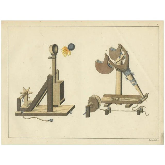 Von Reibisch, Medieval Catapults and Siege Engines, 1842, Print For Sale - Image 6 of 6