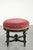 Antique English Stool with Red Fabric Seat and Black Wooden Base with Gold-Colored Details For Sale - Image 5 of 12