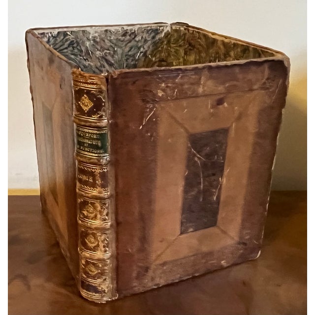 Antique 19th Century French Leather Bound Book Form Library Waste Paper Basket or Box for the Desk For Sale - Image 4 of 16