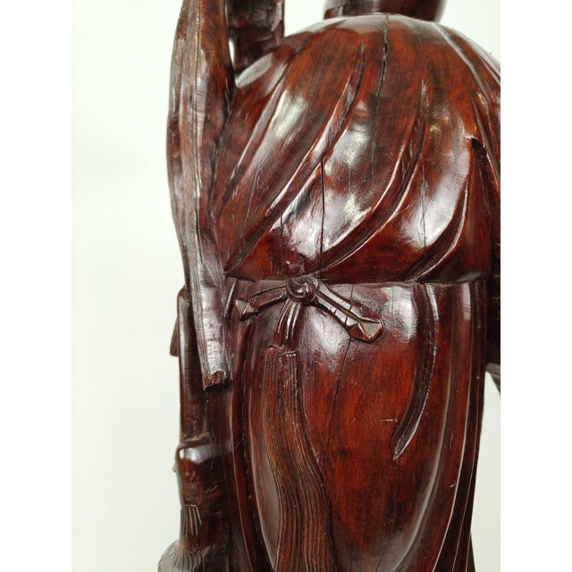 Chinese Artist, Sculpture of a Sage, 1890, Teak For Sale - Image 11 of 18