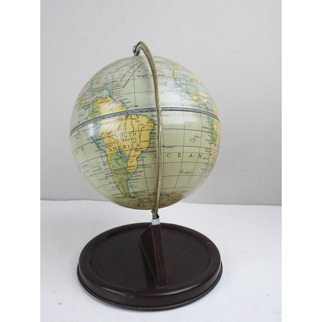 Art Deco Vintage 1949 Chad Valley 6 In. Metal World Globe For Sale - Image 3 of 9