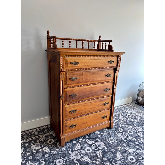 Victorian Rare Eastlake Boarding House Dresser With Original Locking Mechanism, c.1885-1895 For Sale - Image 3 of 9