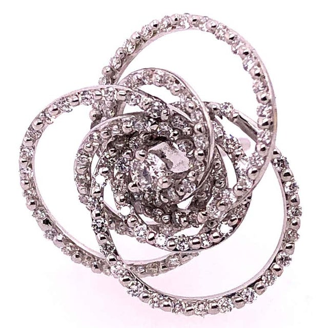 18 Karat White Gold Diamond Flower Swirl Stud Earrings by H2 at Hammerman For Sale - Image 10 of 12