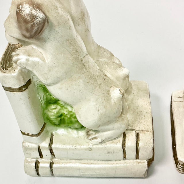 1920s Antique Boho Chic Figurine Plaster Dog Bookends - A Pair For Sale - Image 4 of 14