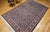 Navy Blue Vintage Persian Tabriz Afshan Rug, Hand-Knotted Wool, Allover Geometric Caucasian Kuba Pattern, Navy & Red, 7x10 For Sale - Image 8 of 18
