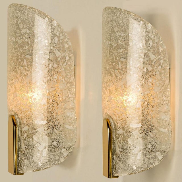 Brass & Glass Wall Lights in the style of Hillebrand, Germany, 1969, Set of 2 For Sale - Image 3 of 11