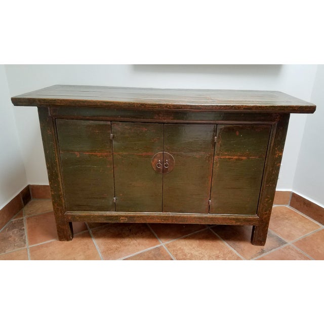 Antique Chinese Green/Brown Lacquer Sideboard Chairish
