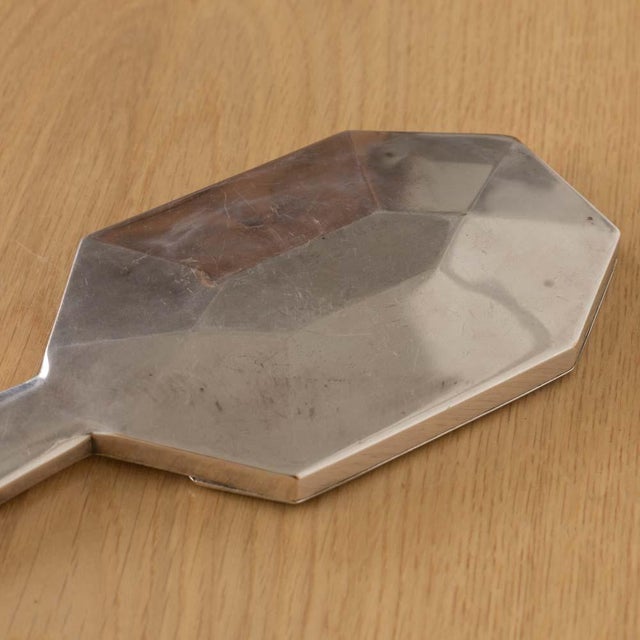 1930s French Art Deco Silver Beveled Hand Mirror For Sale - Image 4 of 11