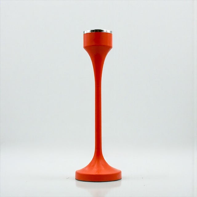 Italian Space Age Floor Ashtray in Orange Plastic and Chrome, 1970s For Sale - Image 14 of 14