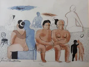 David Stone Martin (American 1913 - 1992) Modernist Lithograph in Original Frame