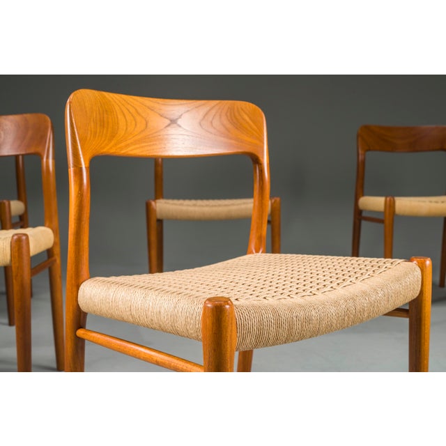 Danish Teak Model 75 Dining Chairs by Niels Møller, 1960s, Set of 8 For Sale - Image 6 of 18