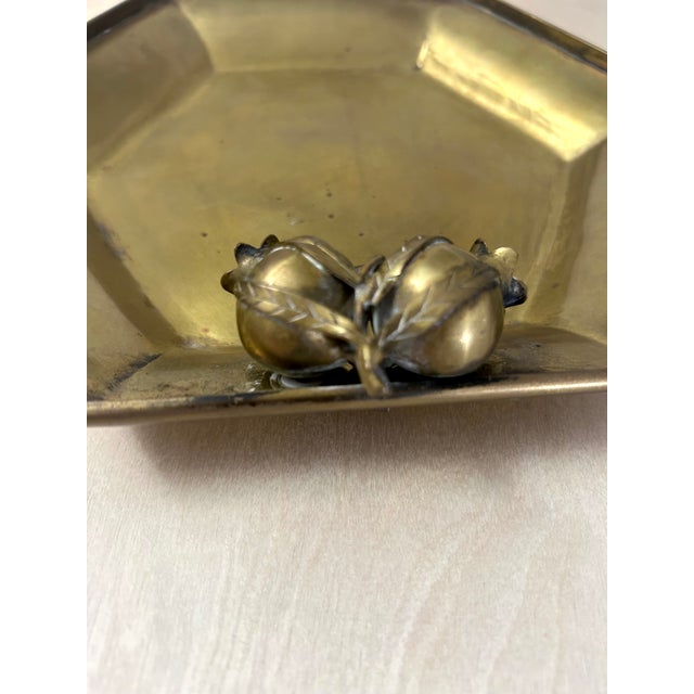 Metal Antique Brass Catchall With Pomegranate Motif For Sale - Image 7 of 9