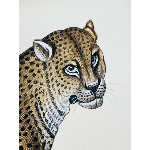 Realism Original Hand-Painted Leopard Painting in a Vintage Gilt Frame For Sale - Image 3 of 8