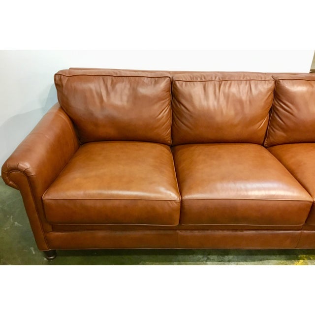 Thomasville Transitional Cognac Leather Sofa Chairish