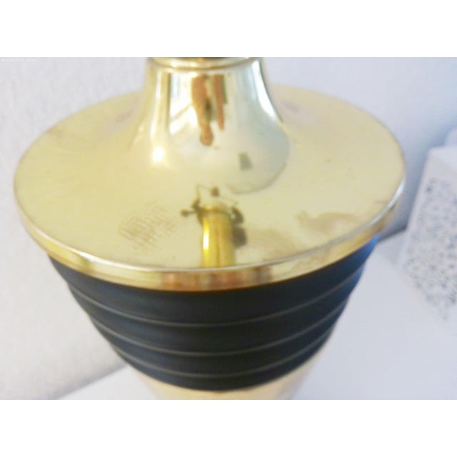 Metal 1980s French Atomic Design Black & Gold Lamp For Sale - Image 7 of 7