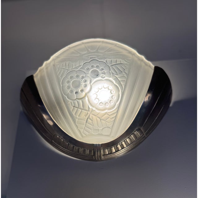 Metal Art Deco Nickel-Plated Bronze Wall Sconces from Viarme, France, 1930s, Set of 2 For Sale - Image 7 of 18