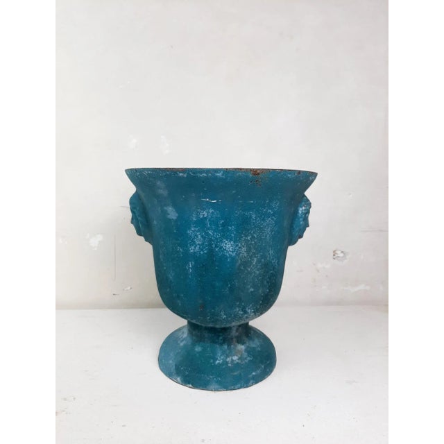 Antique Enamelled Cast Iron Vase For Sale - Image 9 of 11