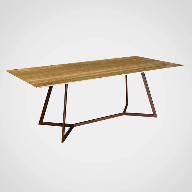 Trapeze Tr4 Dining Table in Travertine by Nicola Di Froscia For Sale - Image 9 of 9