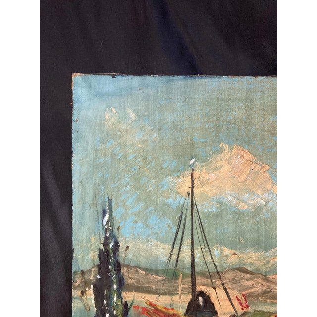 French School Artist, Mediterranean Marine Scene, 1950s, Oil on Canvas For Sale - Image 3 of 12