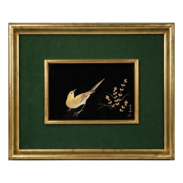 Inlaid Japanese Lacquer Painting of Sekirei Bird by Koshi-San, 1970s For Sale