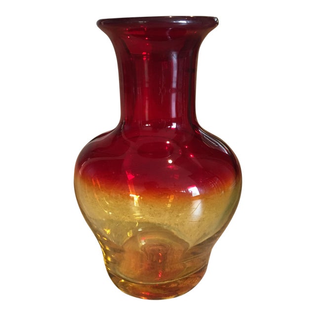 MidCentury Joel Myers Amberina Blenko Vase Chairish