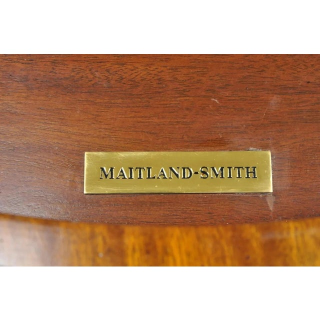 Maitland Smith French Empire Regency Leather Top Brass Feet Center Drum Table For Sale - Image 10 of 12