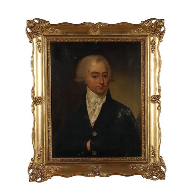 Male Portrait, 1700s-1800s, Oil on Canvas For Sale - Image 10 of 11