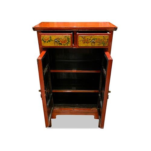 1960s Vintage Hand Painted With Tile Doors Tall Cabinet For Sale - Image 9 of 11