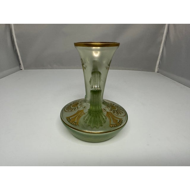 Fritz Heckert Art Glass Vase, Enameled Egyptian Revival Decor For Sale - Image 6 of 10