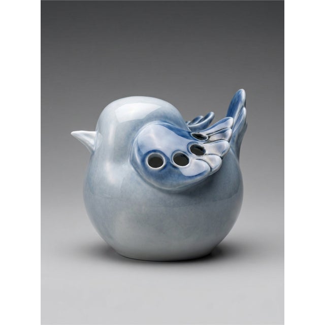 Vintage French Blue Porcelain Bird from Virebent, 1970s For Sale - Image 3 of 8
