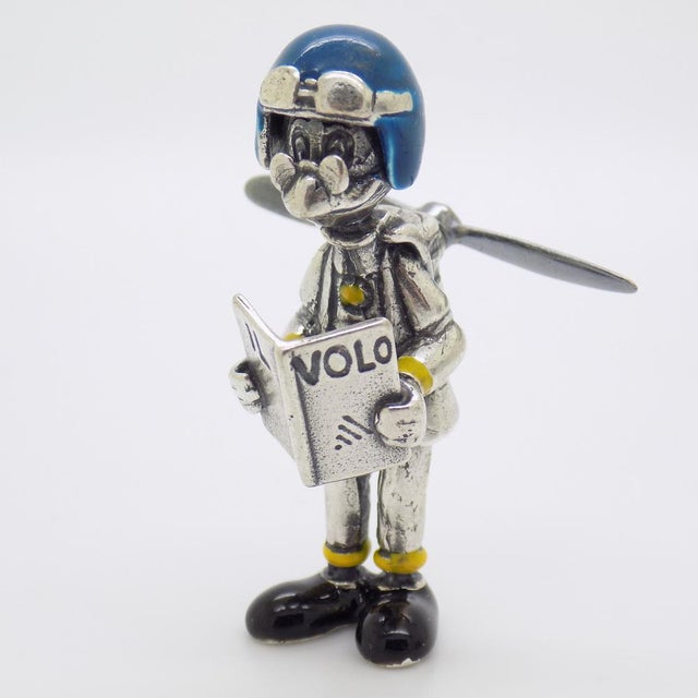 Vintage Italian Sterling Silver Gyro Gearloose Figurine, Tuscany, Italy, 1980s For Sale - Image 3 of 13