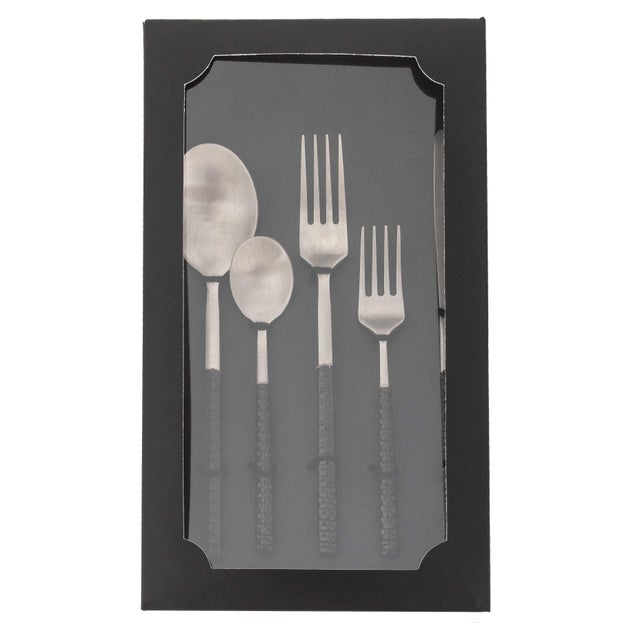 Introducing the Rattan Stainless Steel Cutlery Set of 5, the perfect addition to any dining table. This elegant set...