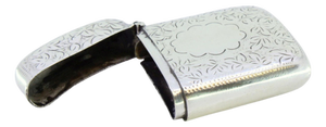 Silver Matchbox with Floral Reliefs and Monogram Card