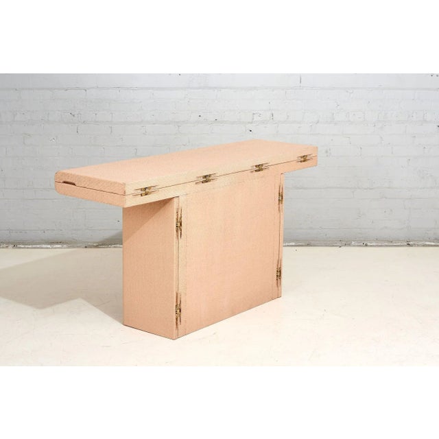 Convertible Grassclosth Console/Dining Table, 1970 For Sale - Image 12 of 13