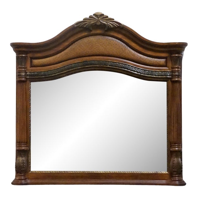 Kevin Charles Cherry Contemporary Traditional Empire Style 49" Arched Mirror For Sale