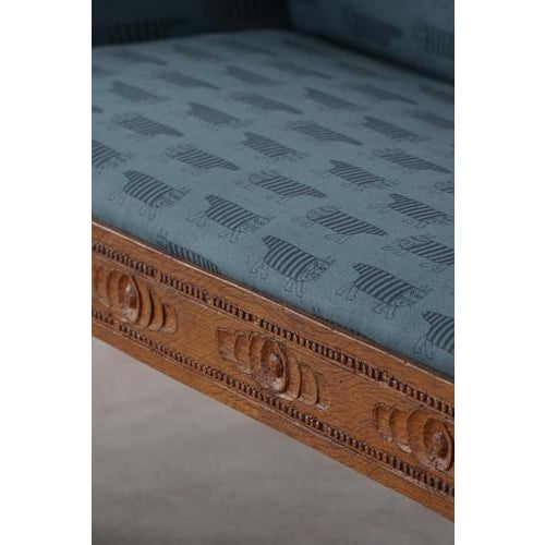 Art Nouveau Danish Chaise Lounge in Oak & Lisa Larson Mikey Upholstery, 1920s For Sale - Image 14 of 18