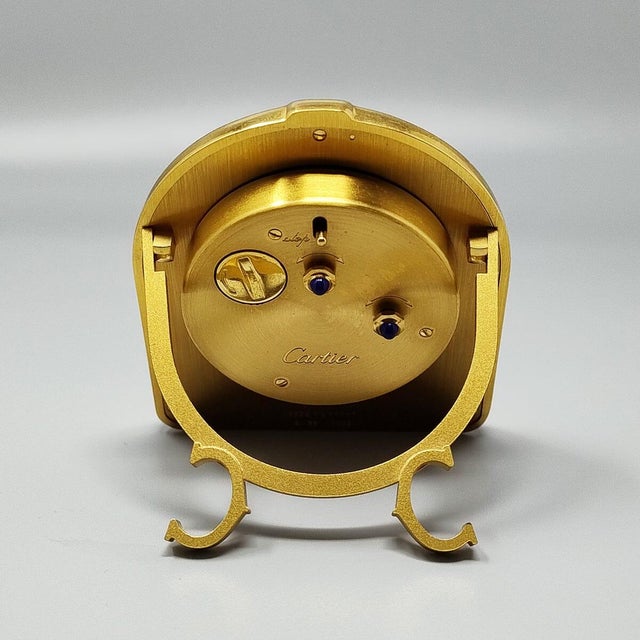 Gold Romane 18k Gold Plated Travel and Desk Alarm Clock by Cartier, 1980s For Sale - Image 8 of 13