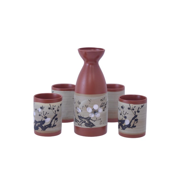 Japanese 1980s Japanese Hand Decorated Sake Set - 5 Pieces For Sale - Image 3 of 3