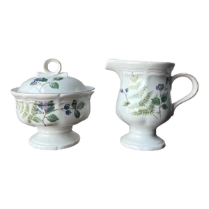 Vintage Mikasa Blueberry Fern Pattern French Countryside Sugar and Creamer Set