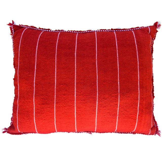 Orange Mid 20th Century Moroccan Colorful Berber-Patterned Wool Pillow For Sale - Image 8 of 11