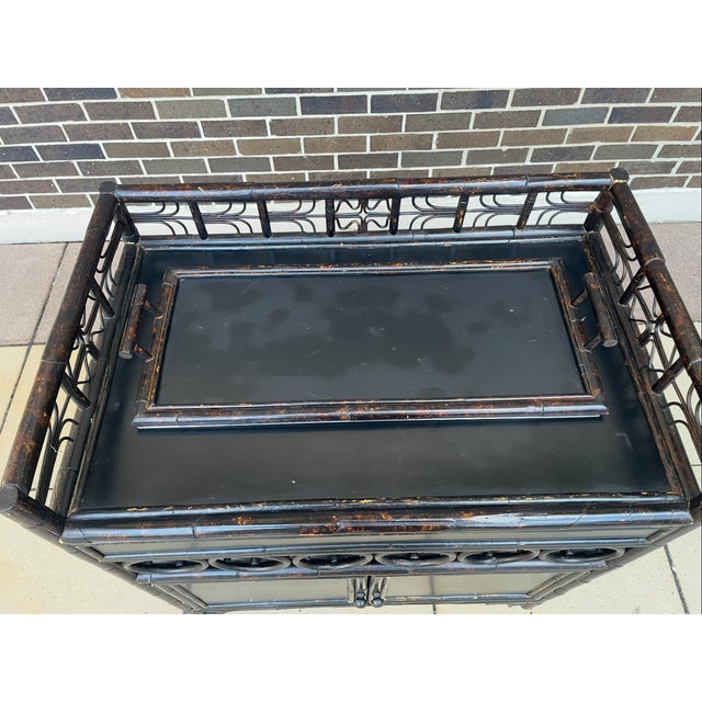 Black Jayson Home & Garden's - Rattan/Cane Wet-Dry Bar W/ Ice Bath for Champagne & Serving Tray (Unmarked) For Sale - Image 8 of 8