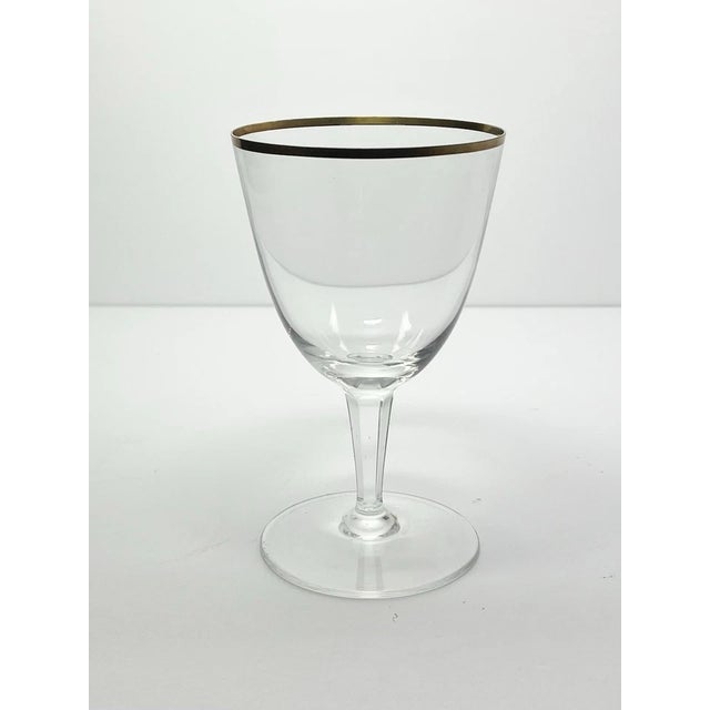 1960s 1960s Vintage Mid-Century Modern Minimalist 6 Gold Rim Crystal Wine Glasses - Set of 6 For Sale - Image 5 of 6