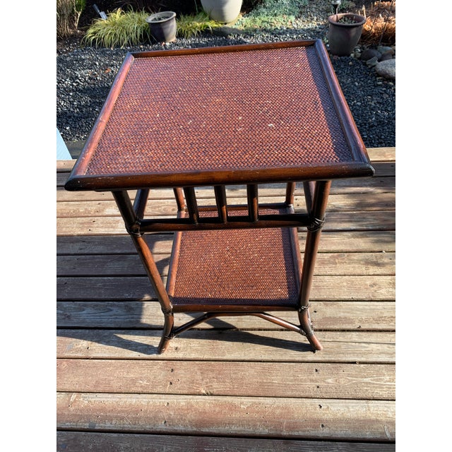 Boho Chic Pottery Barn Bamboo Rattan Side Table Night Stand Chairish